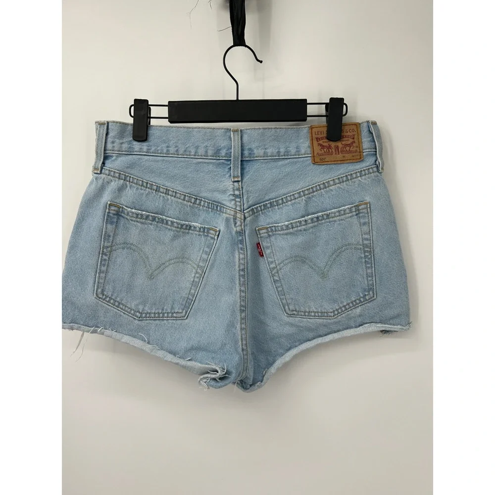 Levi's 501 Women's W28 Distressed Cutoff Denim Shorts Light Wash High Rise